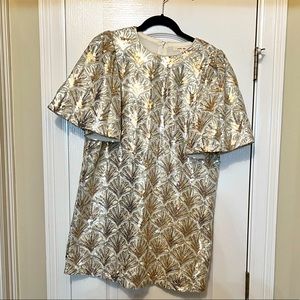 Just Me size M Med cocktail bachelorette sequin white gold dress